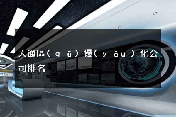 大通區(qū)優(yōu)化公司排名