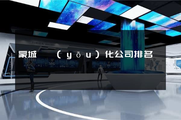 蒙城縣優(yōu)化公司排名