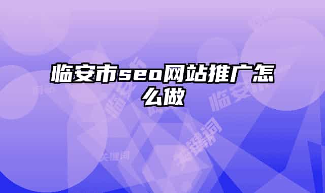 臨安市seo網(wǎng)站推廣怎么做
