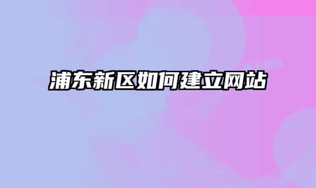 浦東新區(qū)如何建立網站