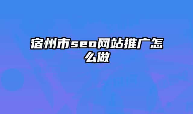 宿州市seo網(wǎng)站推廣怎么做