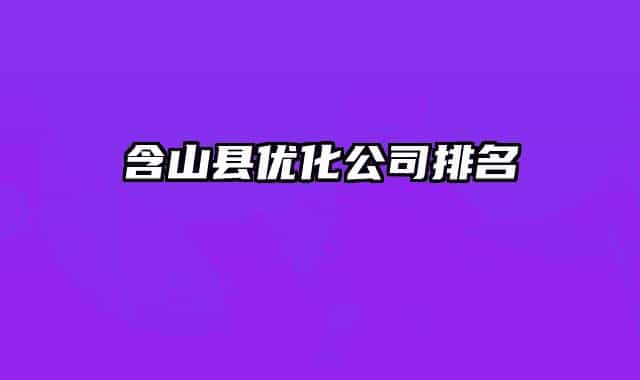 含山縣優(yōu)化公司排名