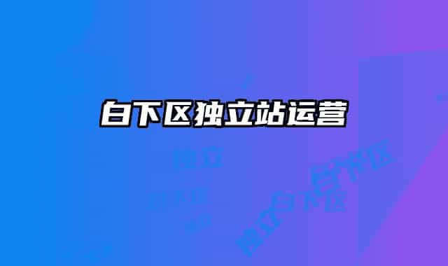 白下區(qū)獨(dú)立站運(yùn)營(yíng)