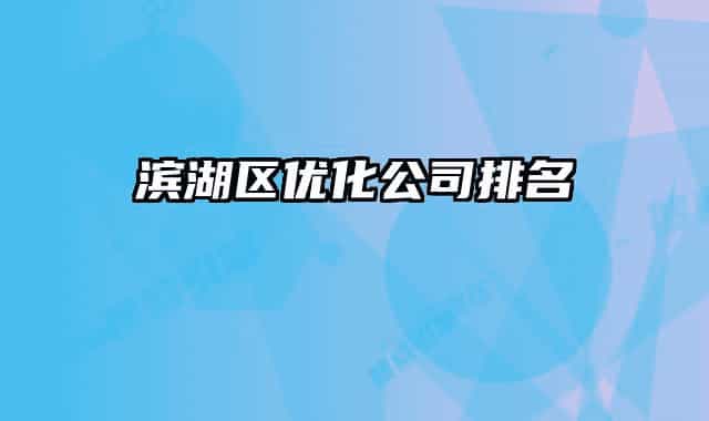 濱湖區(qū)優(yōu)化公司排名