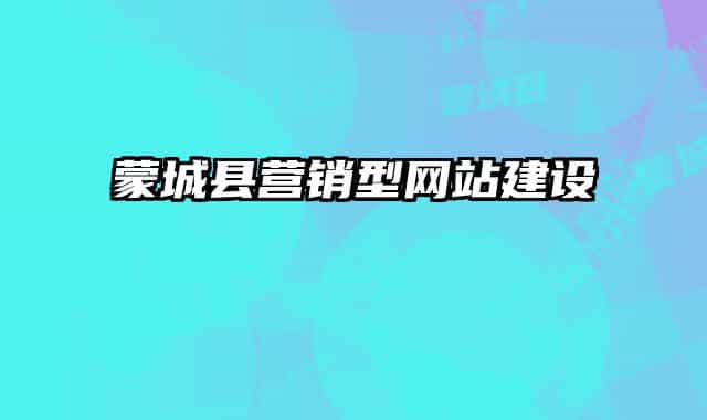 蒙城縣營(yíng)銷型網(wǎng)站建設(shè)