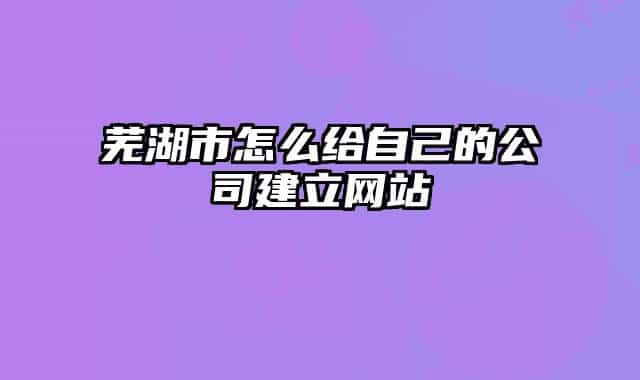 蕪湖市怎么給自己的公司建立網(wǎng)站